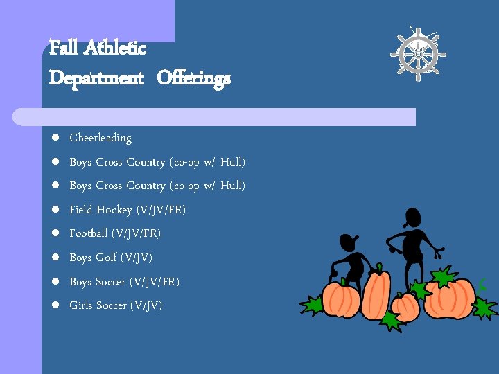 Fall Athletic Department Offerings l l l l Cheerleading Boys Cross Country (co-op w/