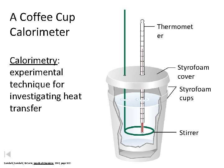 A Coffee Cup Calorimeter Calorimetry: experimental technique for investigating heat transfer Thermomet er Styrofoam A Coffee Cup Calorimeter Calorimetry: experimental technique for investigating heat transfer Thermomet er Styrofoam