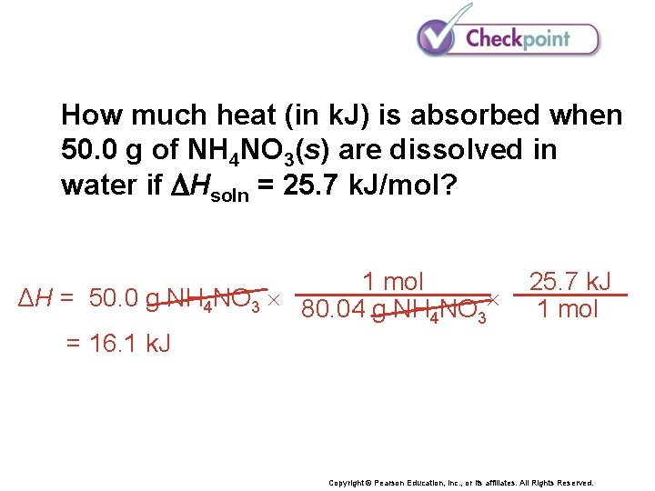 How much heat (in k. J) is absorbed when 50. 0 g of NH