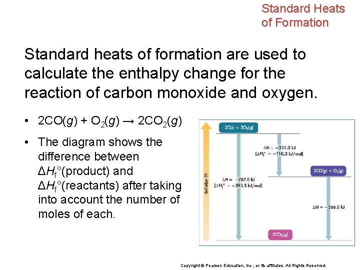 Standard Heats of Formation Standard heats of formation are used to calculate the enthalpy