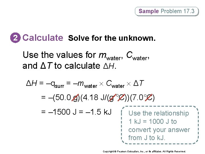 Sample Problem 17. 3 2 Calculate Solve for the unknown. Use the values for