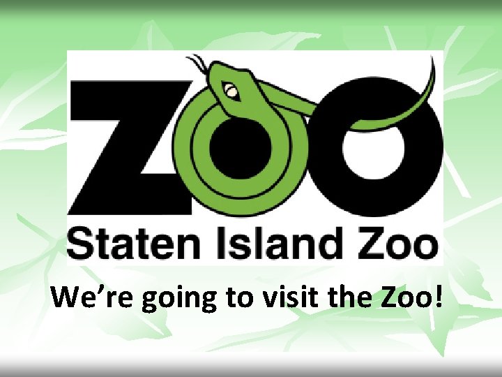 We’re going to visit the Zoo! 