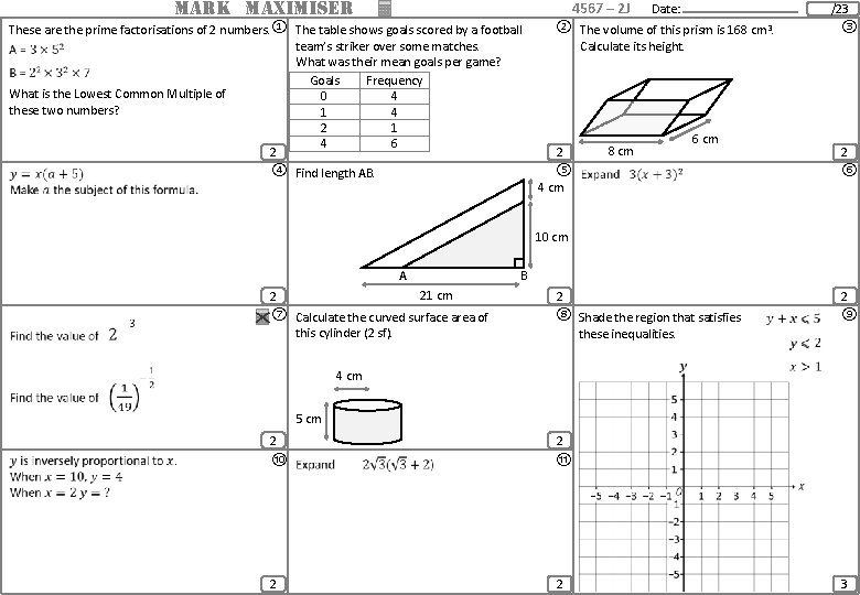 MARK MAXIMISER 4567 – 2 J These are the prime factorisations of 2 numbers. MARK MAXIMISER 4567 – 2 J These are the prime factorisations of 2 numbers.