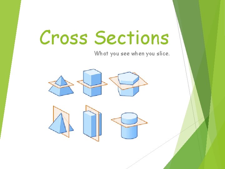 Cross Sections What you see when you slice. 