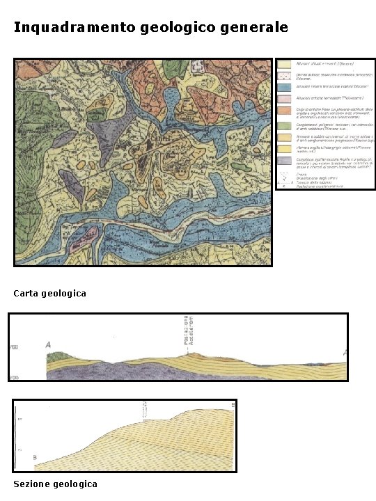 Inquadramento geologico generale Carta geologica Sezione geologica 