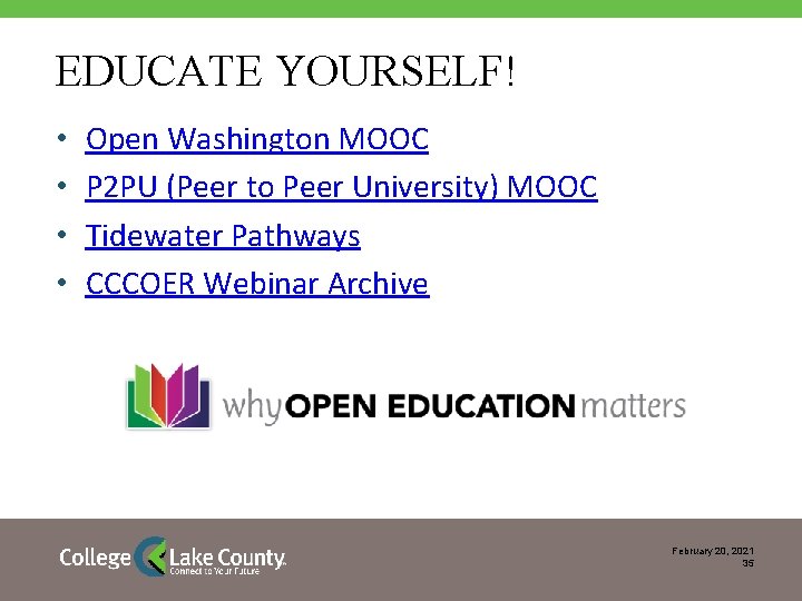 EDUCATE YOURSELF! • • Open Washington MOOC P 2 PU (Peer to Peer University)