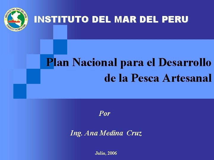 INSTITUTO DEL MAR DEL PERU Plan Nacional para el Desarrollo de la Pesca Artesanal