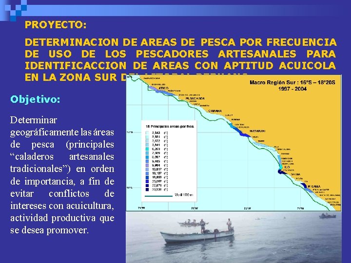 PROYECTO: DETERMINACION DE AREAS DE PESCA POR FRECUENCIA DE USO DE LOS PESCADORES ARTESANALES