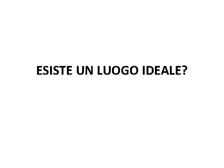 ESISTE UN LUOGO IDEALE? 