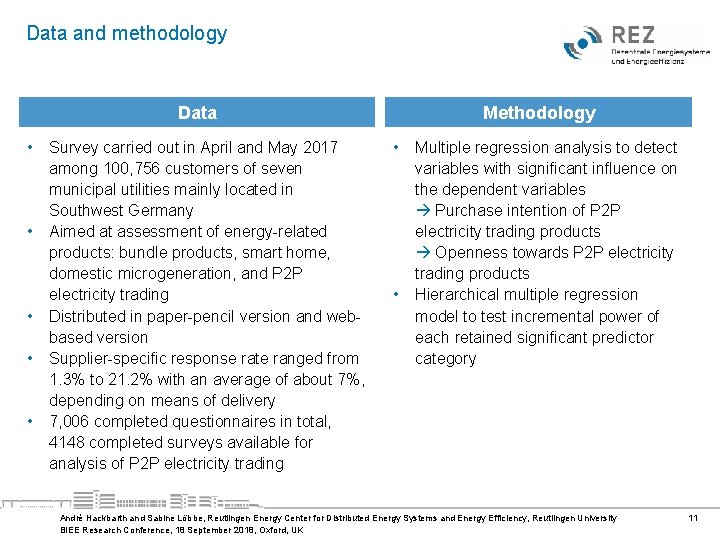 Data and methodology Data • • • Survey carried out in April and May