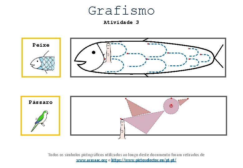 Grafismo Atividade 3 Peixe Pássaro Todos os símbolos pictográficos utilizados ao longo deste documento