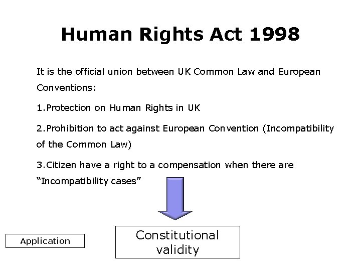 Human Rights Act 1998 It is the official union between UK Common Law and