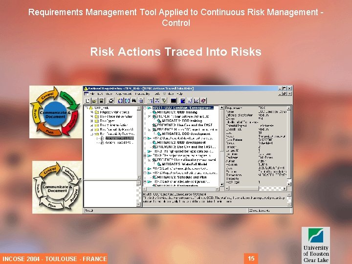 Requirements Management Tool Applied to Continuous Risk Management Control Risk Actions Traced Into Risks