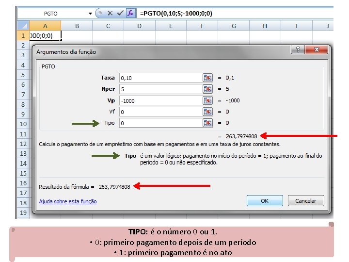 TIPO: é o número 0 ou 1. • 0: primeiro pagamento depois de um