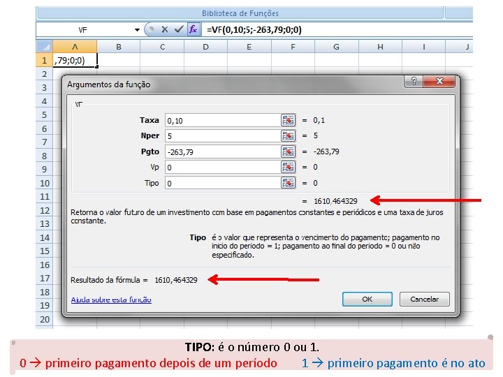 TIPO: é o número 0 ou 1. 0 primeiro pagamento depois de um período