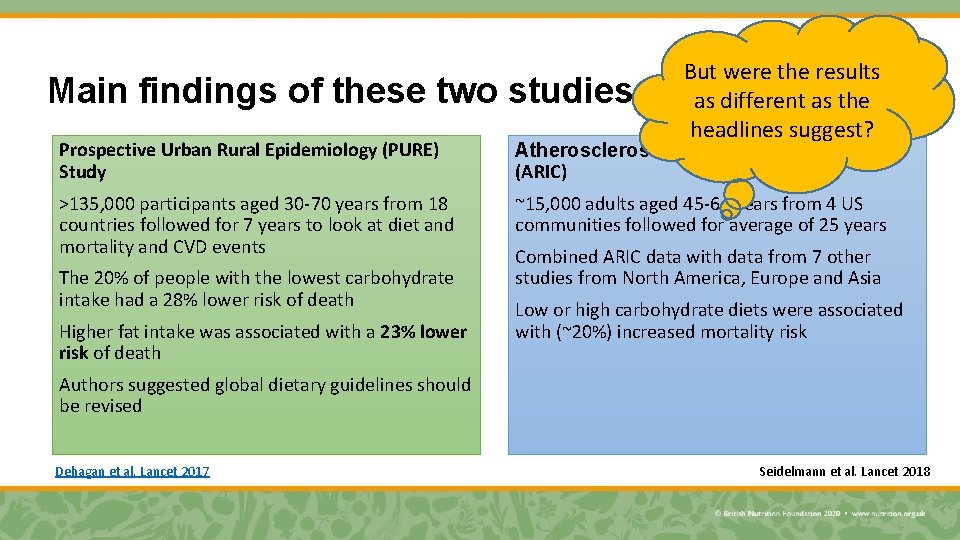 Main findings of these two studies But were the results as different as the
