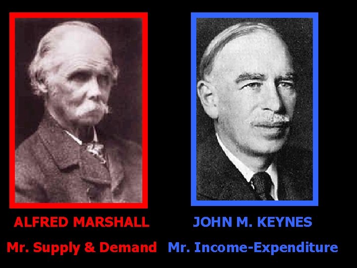 ALFRED MARSHALL JOHN M. KEYNES Mr. Supply & Demand Mr. Income-Expenditure 