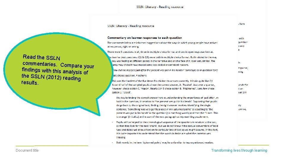 Read the SSLN commentaries. Comp are your findings with this analy sis of the