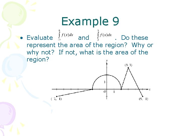Example 9 • Evaluate and. Do these represent the area of the region? Why