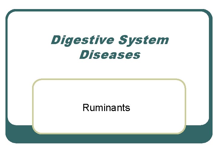 Digestive System Diseases Ruminants Digestive System Diseases Ruminants