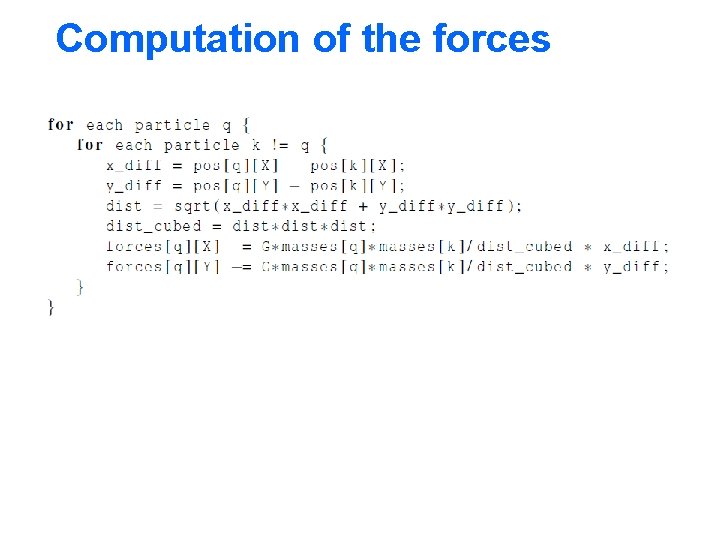 Computation of the forces 