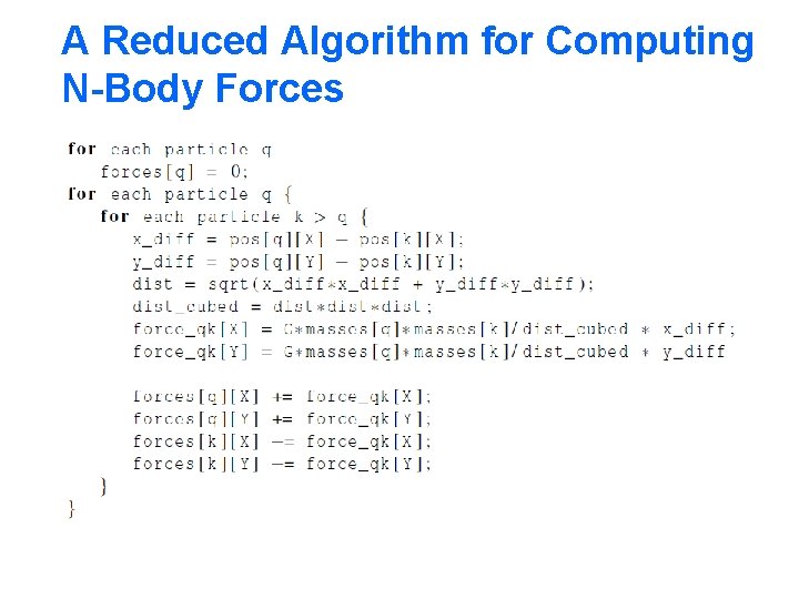 A Reduced Algorithm for Computing N-Body Forces 