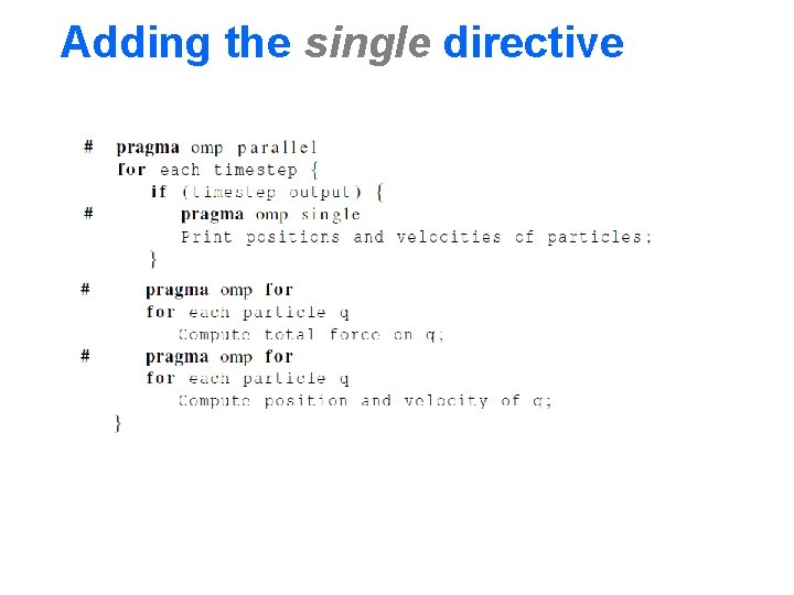 Adding the single directive 