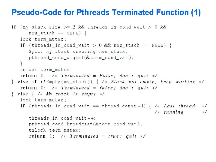 Pseudo-Code for Pthreads Terminated Function (1) 