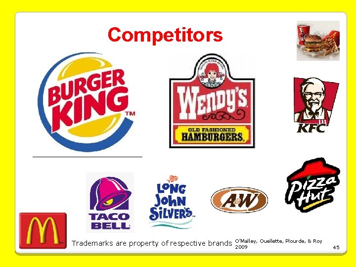 Competitors Trademarks are property of respective brands O’Malley, Ouellette, Plourde, & Roy 2009 45