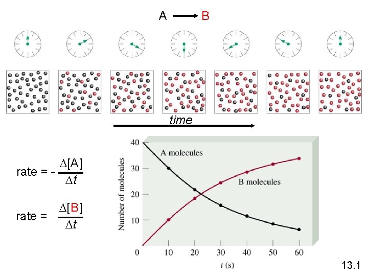 A B time D[A] rate = Dt D[B] rate = Dt 13. 1 