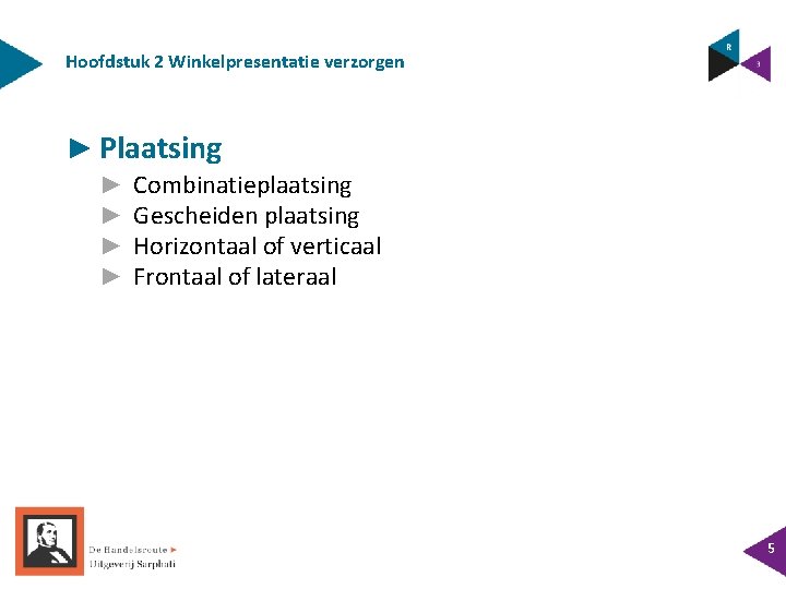 Hoofdstuk 2 Winkelpresentatie verzorgen ► Plaatsing ► ► Combinatieplaatsing Gescheiden plaatsing Horizontaal of verticaal