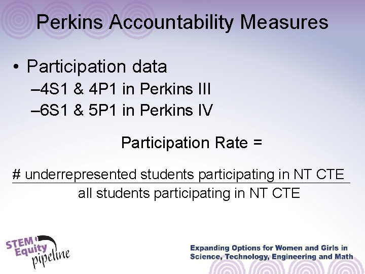 Perkins Accountability Measures • Participation data – 4 S 1 & 4 P 1 Perkins Accountability Measures • Participation data – 4 S 1 & 4 P 1