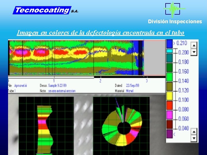 División Inspecciones Imagen en colores de la defectología encontrada en el tubo División Inspecciones Imagen en colores de la defectología encontrada en el tubo