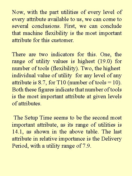 Now, with the part utilities of every level of every attribute available to us, Now, with the part utilities of every level of every attribute available to us,