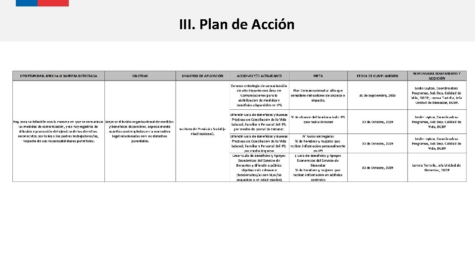 III. Plan de Acción 