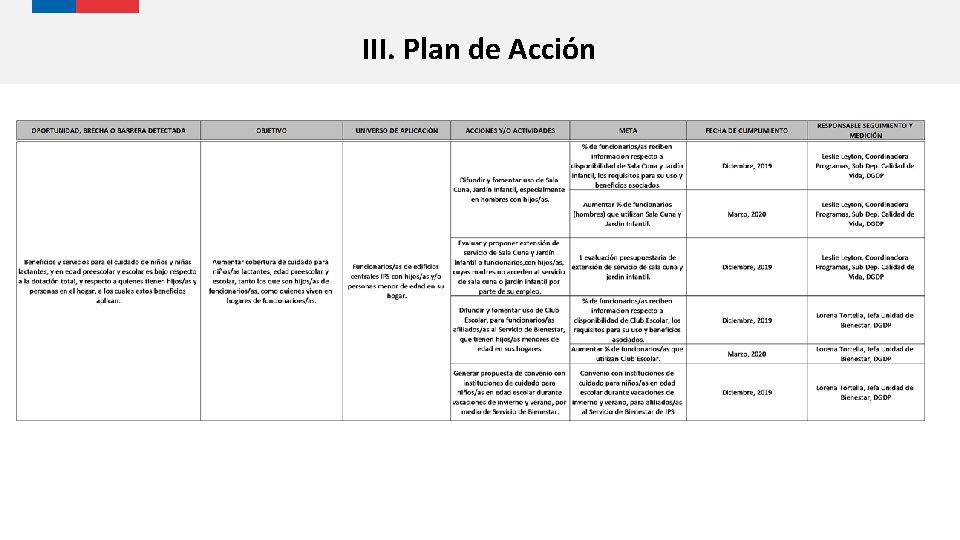 III. Plan de Acción 