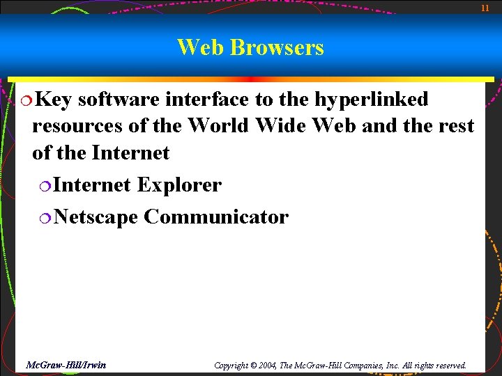 11 Web Browsers ¦Key software interface to the hyperlinked resources of the World Wide 11 Web Browsers ¦Key software interface to the hyperlinked resources of the World Wide