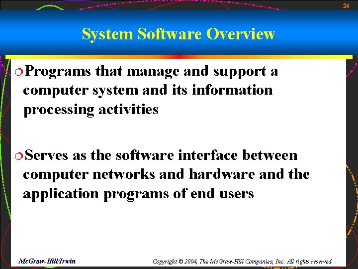 24 System Software Overview ¦Programs that manage and support a computer system and its 24 System Software Overview ¦Programs that manage and support a computer system and its