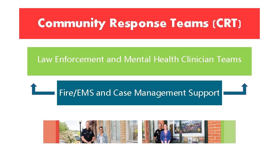 Community Response Teams (CRT) Law Enforcement and Mental Health Clinician Teams Fire/EMS and Case Community Response Teams (CRT) Law Enforcement and Mental Health Clinician Teams Fire/EMS and Case