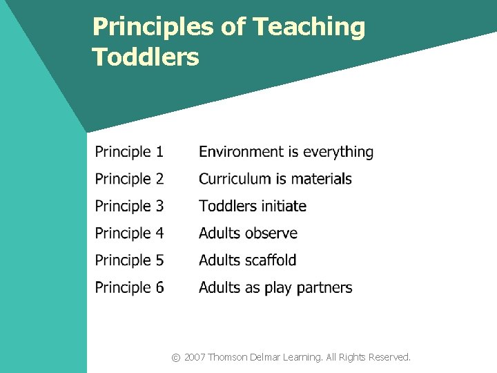 Principles of Teaching Toddlers © 2007 Thomson Delmar Learning. All Rights Reserved. 