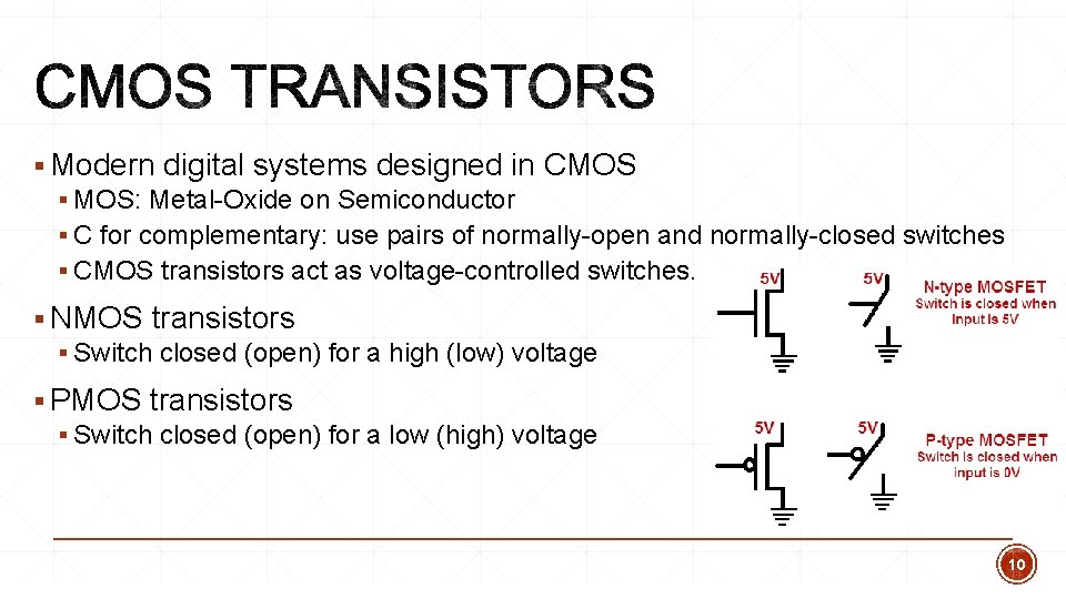 § Modern digital systems designed in CMOS § MOS: Metal-Oxide on Semiconductor § C § Modern digital systems designed in CMOS § MOS: Metal-Oxide on Semiconductor § C
