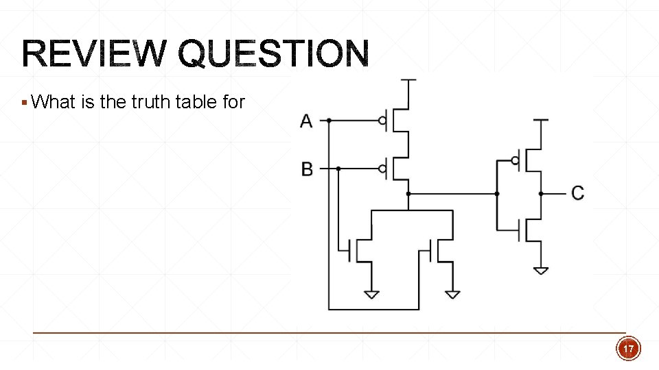 § What is the truth table for 17 § What is the truth table for 17