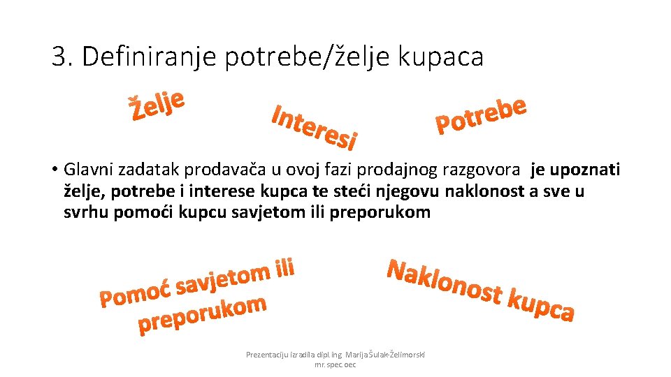 3. Definiranje potrebe/želje kupaca e j l e Ž e b e r Pot