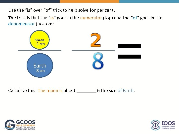 Use the “is” over “of” trick to help solve for per cent. The trick