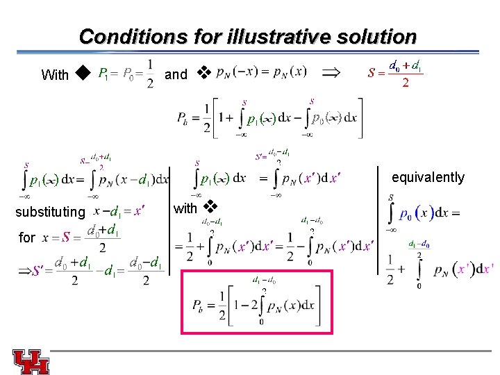 Conditions for illustrative solution With and equivalently substituting for with 