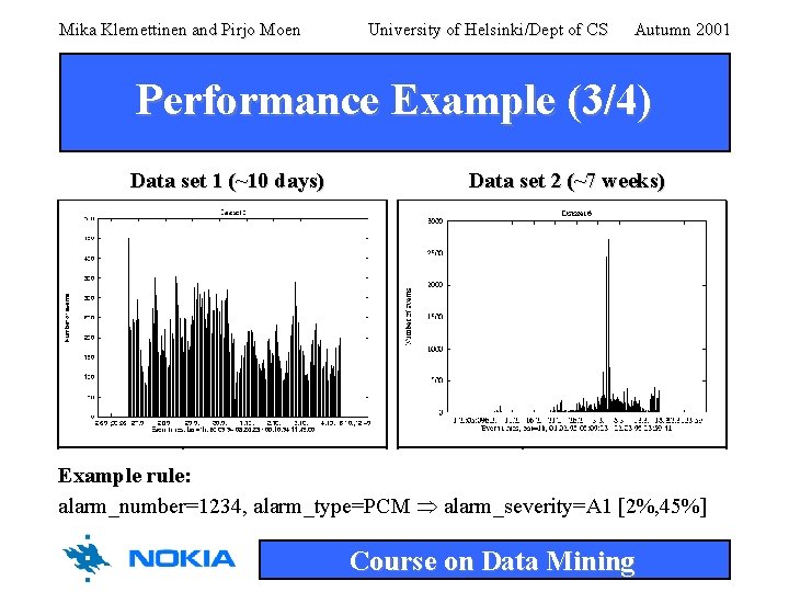 Mika Klemettinen and Pirjo Moen University of Helsinki/Dept of CS Autumn 2001 Performance Example Mika Klemettinen and Pirjo Moen University of Helsinki/Dept of CS Autumn 2001 Performance Example