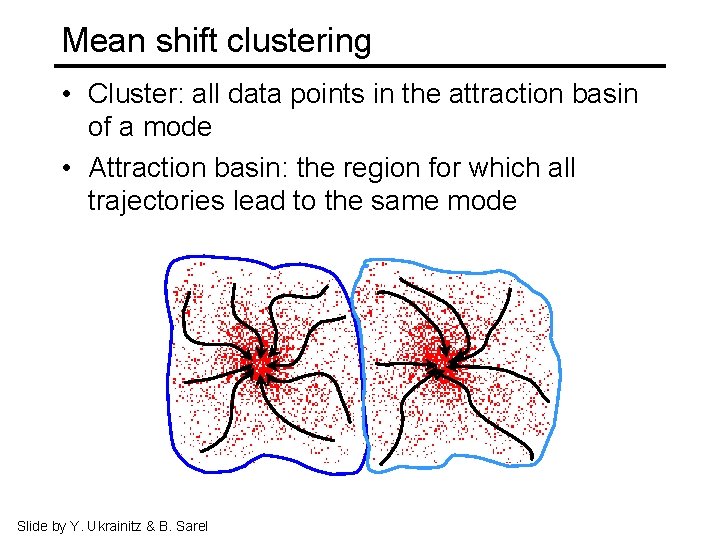 Mean shift clustering • Cluster: all data points in the attraction basin of a