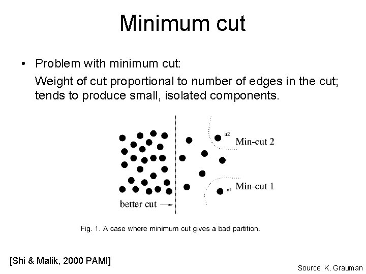 Minimum cut • Problem with minimum cut: Weight of cut proportional to number of