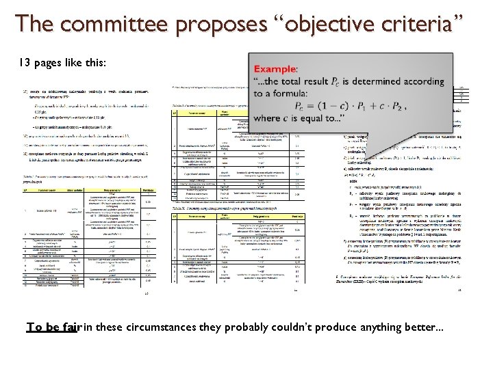 The committee proposes “objective criteria” 13 pages like this: To be fair: in these