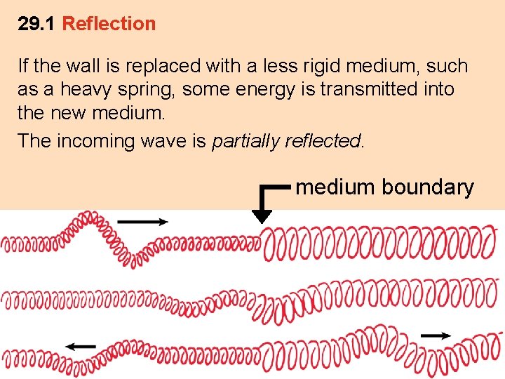 29. 1 Reflection If the wall is replaced with a less rigid medium, such